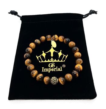 Bracelet GS Imperial® pour hommes avec casque romain | Bracelet en pierre naturelle pour hommes avec casque romain et perles en oeil de tigre_95 2