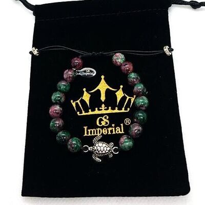 GS Imperial® Damenarmband mit Krone | Naturstein Armband Damen mit Achat, Lapislazuli, Malachit & Chrysokoll Beads_100