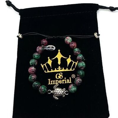 Pulsera para mujer con corona GS Imperial® | Pulsera de piedra natural para mujer con cuentas de ágata, lapislázuli, malaquita y crisocola_101