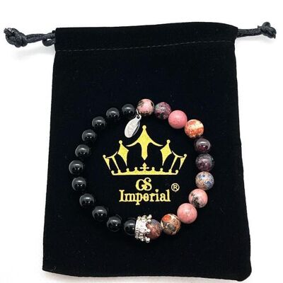 GS Imperial® Dames Armband Met Kroon | Natuursteen Armband Dames Met Howliet & Agaat Kralen_105