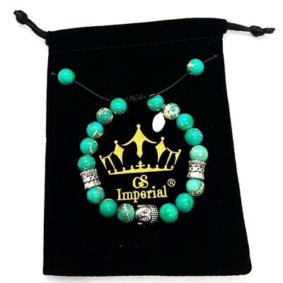 Bracciale da donna GS Imperial® con corona | Bracciale donna in pietra naturale con perline di Howlite e agata_107