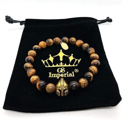 Pulsera para mujer con corona GS Imperial® | Pulsera de piedra natural con cuentas de ágata_114