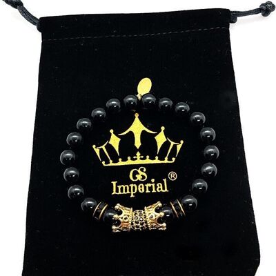 GS Imperial® Damenarmband mit Schildkröte | Naturstein Armband Damen mit Schildkröte & Perlen, Bohrung:ca. 120