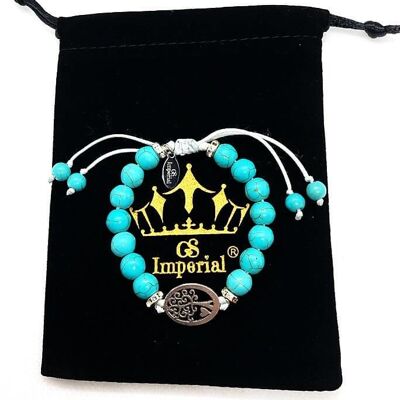 Bracelet GS Imperial® pour femme avec tortue | Bracelet en pierre naturelle femme avec tortue et environ perles_121
