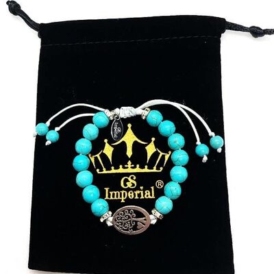 Bracelet GS Imperial® pour femme avec tortue | Bracelet en pierre naturelle femme avec tortue et environ perles_122