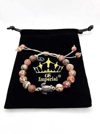 Bracelet de fitness GS Imperial® pour hommes | Bracelet Pierre Naturelle Homme Avec Haltères & Perles Agate_124 1