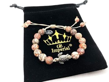Bracelet de fitness GS Imperial® pour hommes | Bracelet Pierre Naturelle Homme Avec Haltères & Perles Agate_124 2