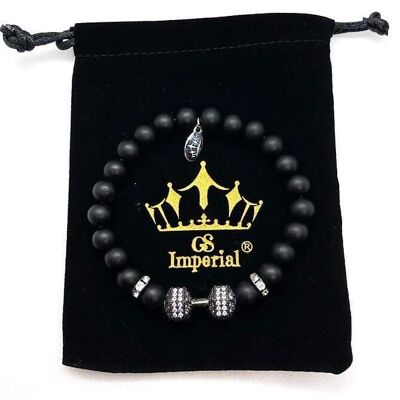Bracelet de fitness GS Imperial® pour hommes | Bracelet en pierre naturelle pour homme avec haltères et perles de pierre de lave_127