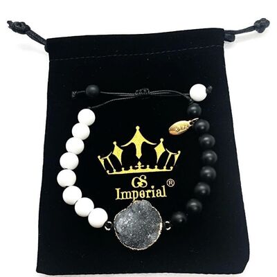 Bracelet GS Imperial® pour femme | Bracelet Pierre Naturelle Femme Avec Perles Grenat & Agate_136