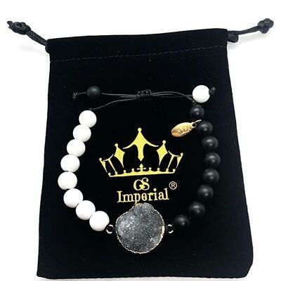 GS Imperial® Damenarmband | Naturstein Armband Damen mit Granat & Achat Beads_136