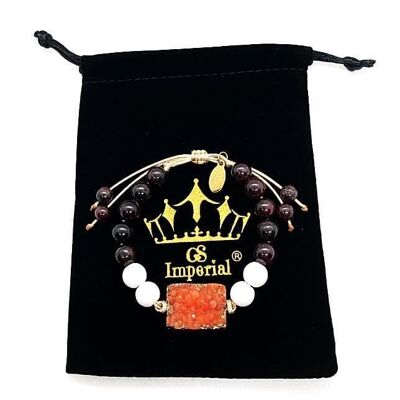 Bracelet GS Imperial® pour hommes avec dés | Bracelet Pierre Naturelle Homme Avec Perles Agate_139