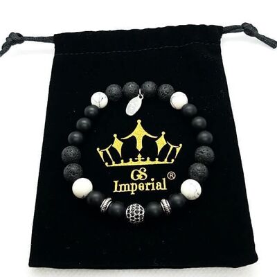 GS Imperial® | Kralen Armband Heren| Dobbelsteen Armband Mannen | Armband Heren| Heren Armband Zwart |Agaat & Lavasteen Armband Heren_181