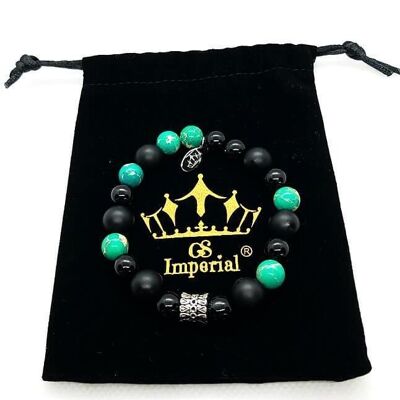 GS Imperial® | Pulsera de abalorios para hombre | Pulsera Dice Hombres | Pulsera Hombre | Pulsera Hombre Negro | Pulsera de ágata y piedra de lava Men_182