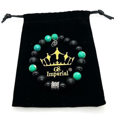 GS Imperial® | Kralen Armband Heren| Dobbelsteen Armband Mannen | Armband Heren| Heren Armband Zwart |Agaat & Lavasteen Armband Heren_182
