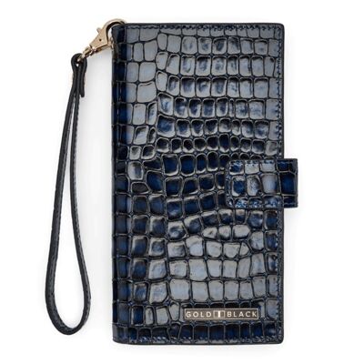 Cartera Billion con bolsillo para móvil fabricada en piel Milano design azul