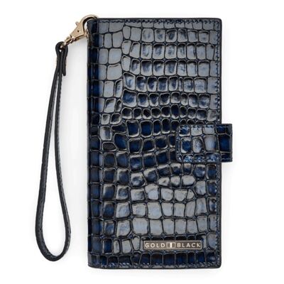 Billion wallet with mobile phone pocket made of leather Milano design blue