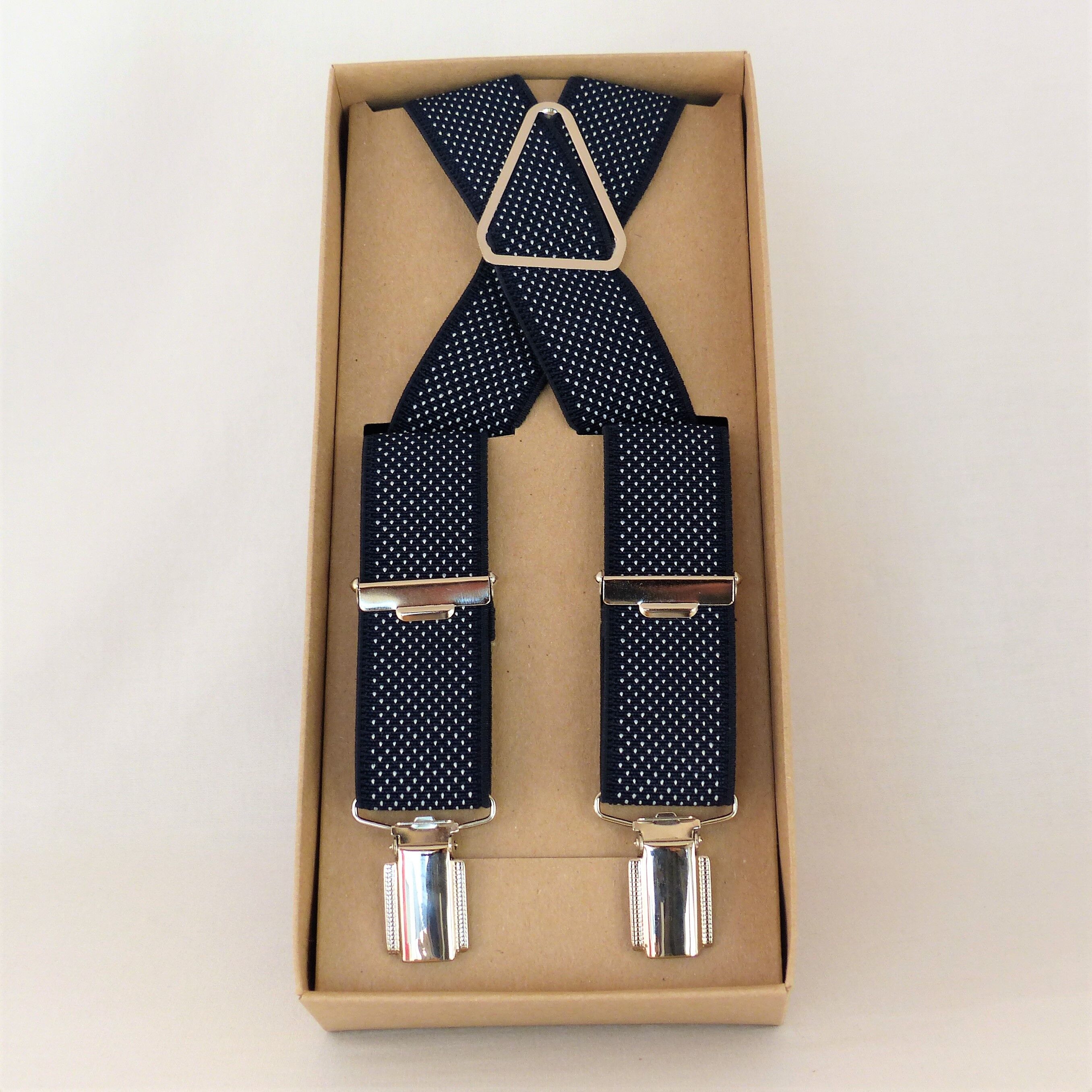 White Dots Navy Gummiband.