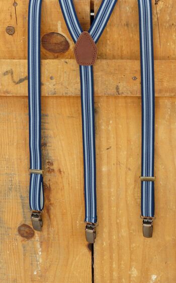 Bretelles élastiques rayées bleues. 3