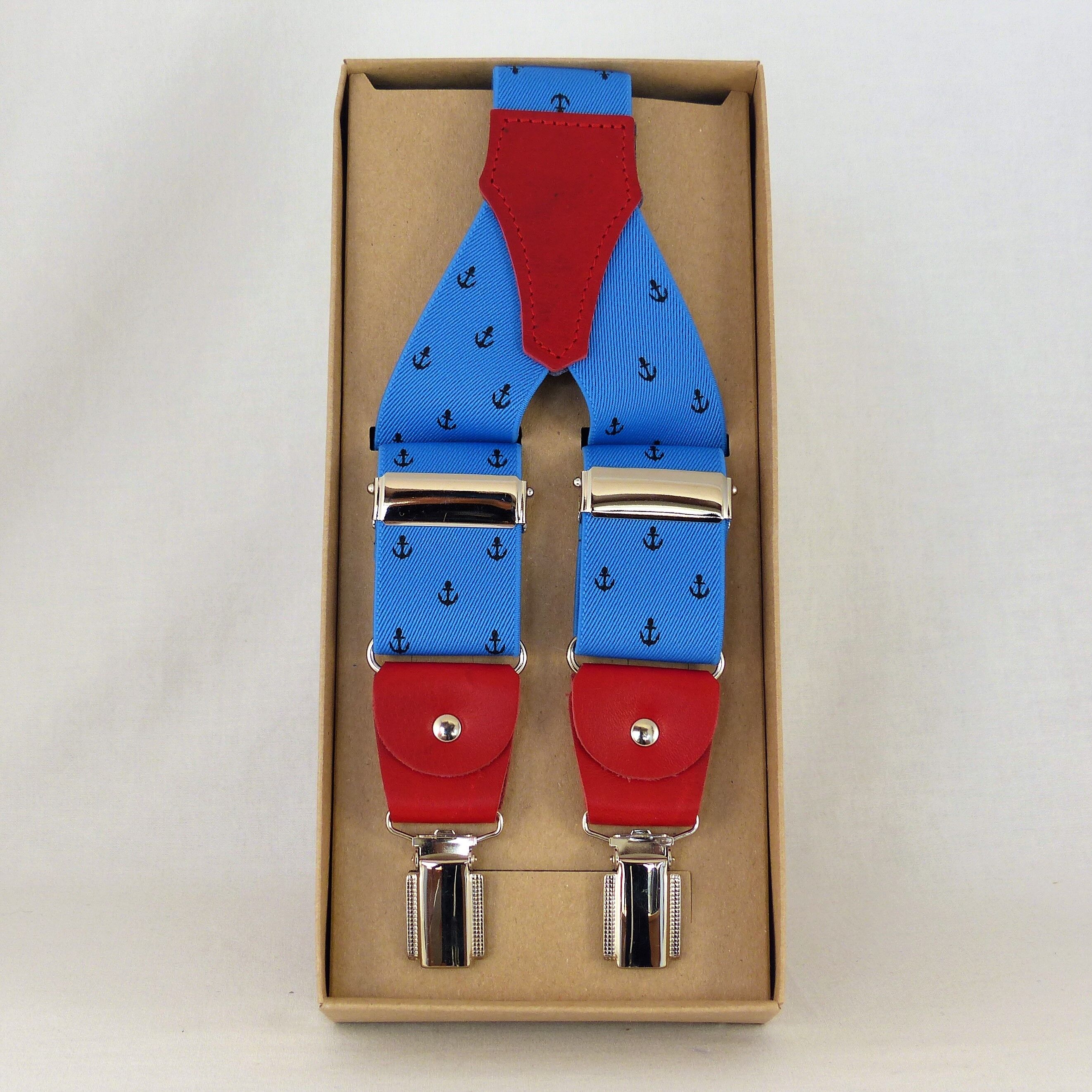 Sangle élastique ancre fond royal bleu marine.