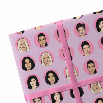 2 fogli di carta da regalo Kardashian