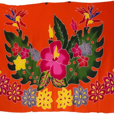 Paréo | Lot de 12 Paréos | Hibiscus Oiseaux Paradis | Haut de Gamme | Peint à la main | Batik | Sarong | 100% Rayonne |