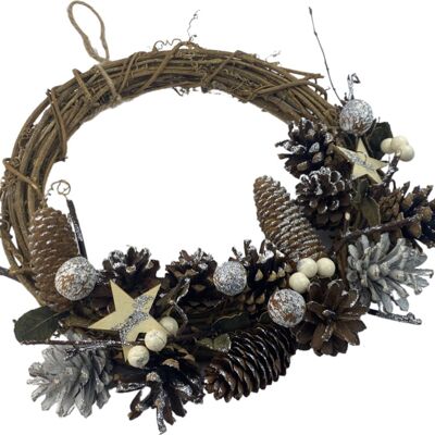 Rattan Christmas wreath - White currant | ø 30 cm