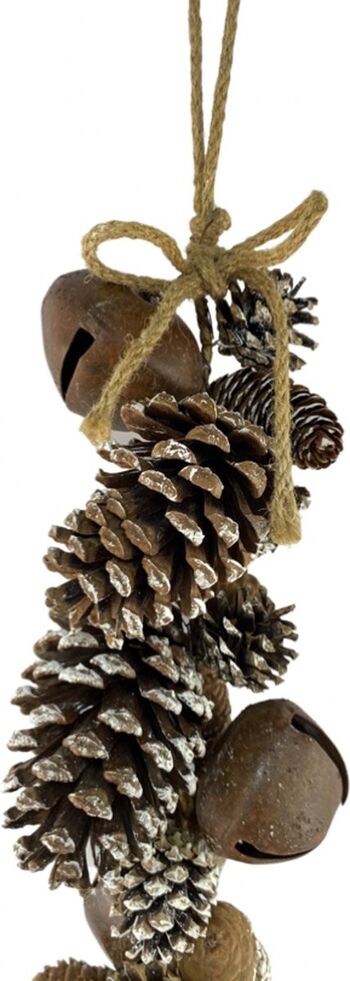 Pendentif décoration de Noël champêtre - Cloche de pomme de pin guirlande 2