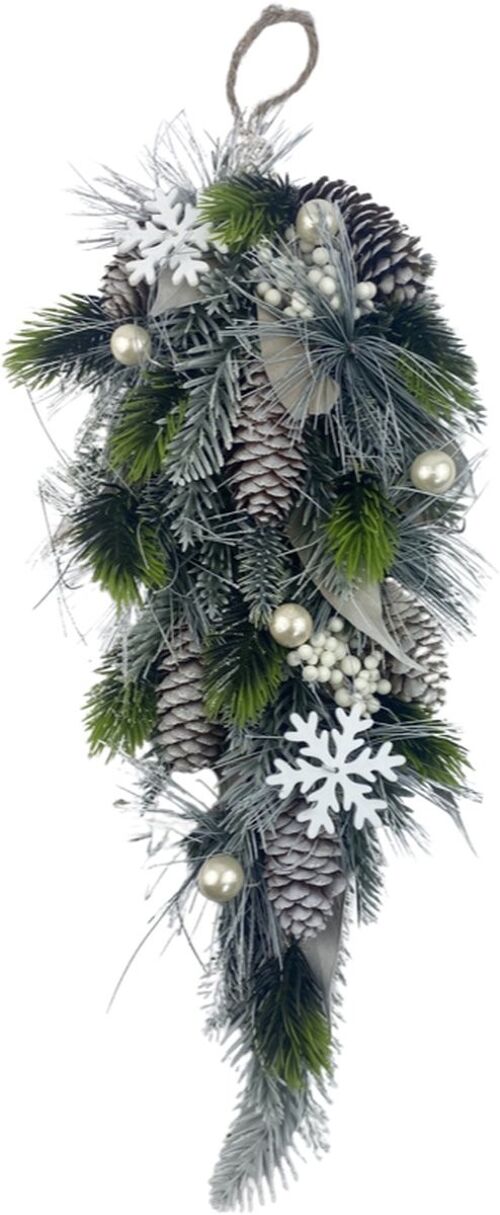 Landelijke kerst decoratie hanger - Snowflake pearl
