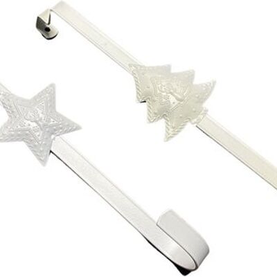 Metal Christmas Hanger - Christmas Wreath Hook / Double Corner | White