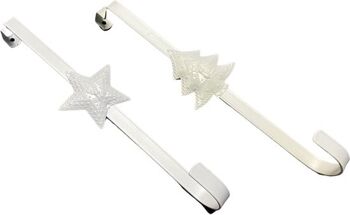 Cintre de Noël en métal - Crochet pour couronne de Noël / Double coin | blanche 1