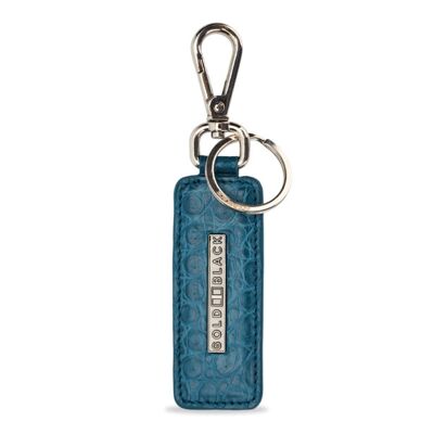 Keyring crocodile skin petrol blue