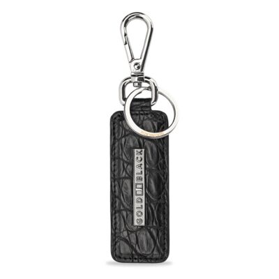 Noble keychain made of genuine black crocodile leather