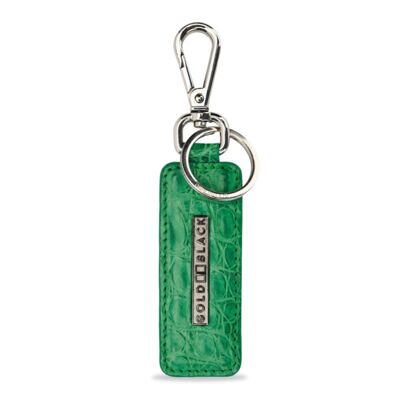 Noble keychain made of real crocodile leather green