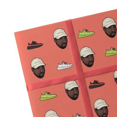 2 feuilles de papier cadeau Kanye