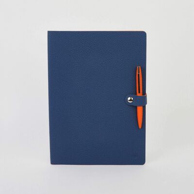 A4 Ninox Notebook and Blade Ball Pen Set - Navy and Orange