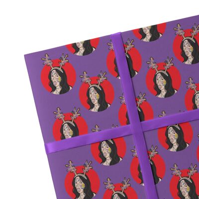 2 Sheets Olivia Christmas Wrapping Paper