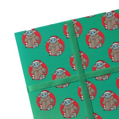 2 Sheets Yoda Christmas Wrapping Paper