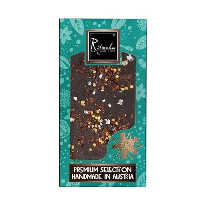 Sale e peperoncino di cioccolato fondente premium