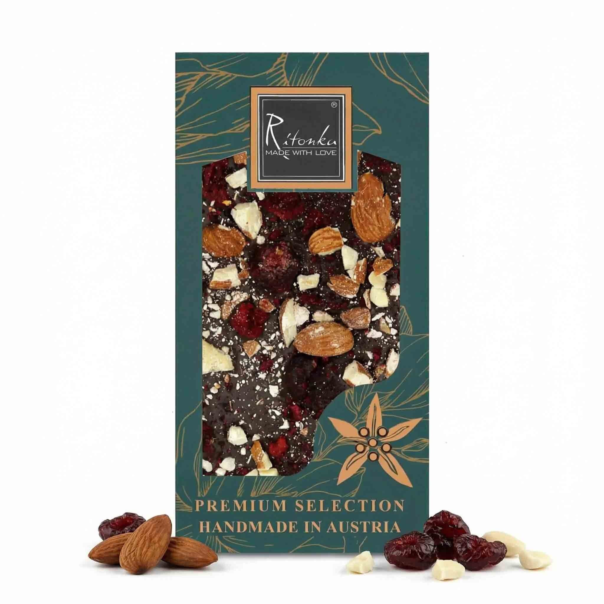 Premium bitter chocolate almond, cherry