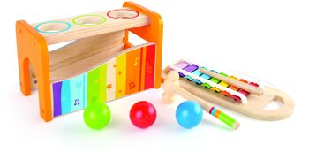 Hape - jouet en bois - Banc à marteler avec xylophone 4