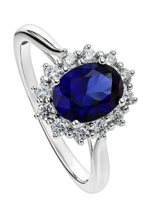 Cate Created Brilliance 9ct White Gold 8*6mm Created Sapphire and 0.25ct
