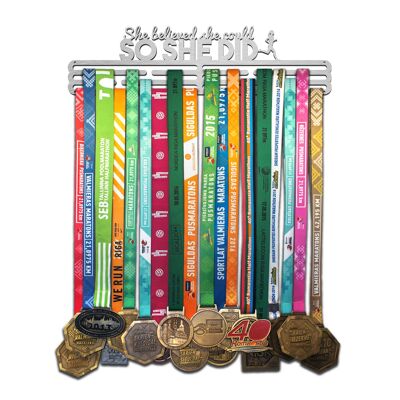 SO SHE DID medal hanger - Brushed Stainless Steel - Large