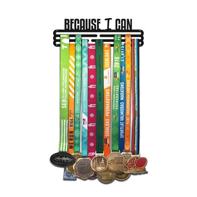 Colgador de medallas BECAUSE I CAN - Negro mate - Mediano