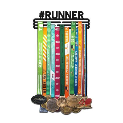 Colgador de medallas #RUNNER - Negro mate - Mediano