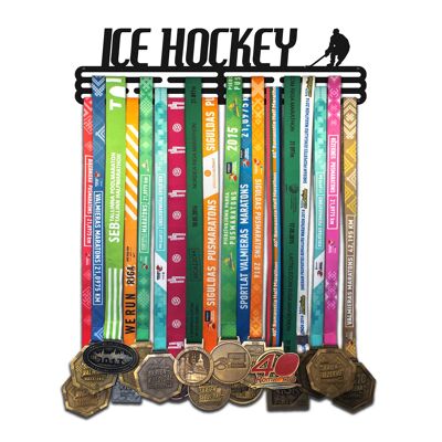 ICE HOCKEY medal hanger - Matte Black - Large