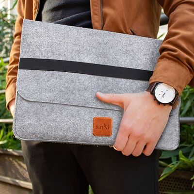 LA ELAS - Funda para portátil Eco-Friendly - Fieltro ecológico 100% reciclado - 15 pulgadas - gris claro