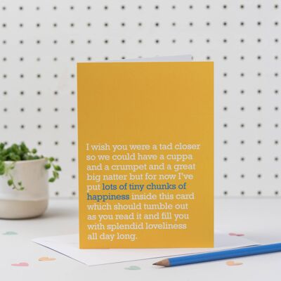 Tiny Chunks Of Happiness: Miss You Card For Friend (giallo)