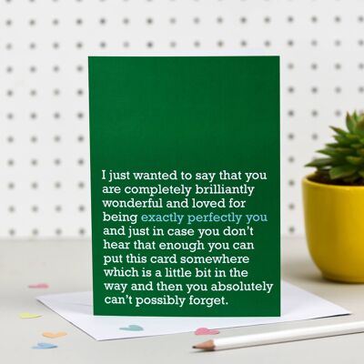 Exactamente perfectamente usted: tarjeta para celebrar a alguien genial (Gr)