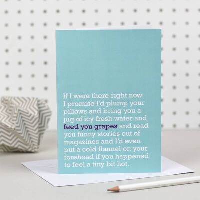 Feed You Grapes : Get Well Card (Turquoise)