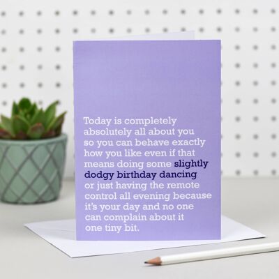 Etwas zwielichtiger Geburtstagstanz: Geburtstagskarte